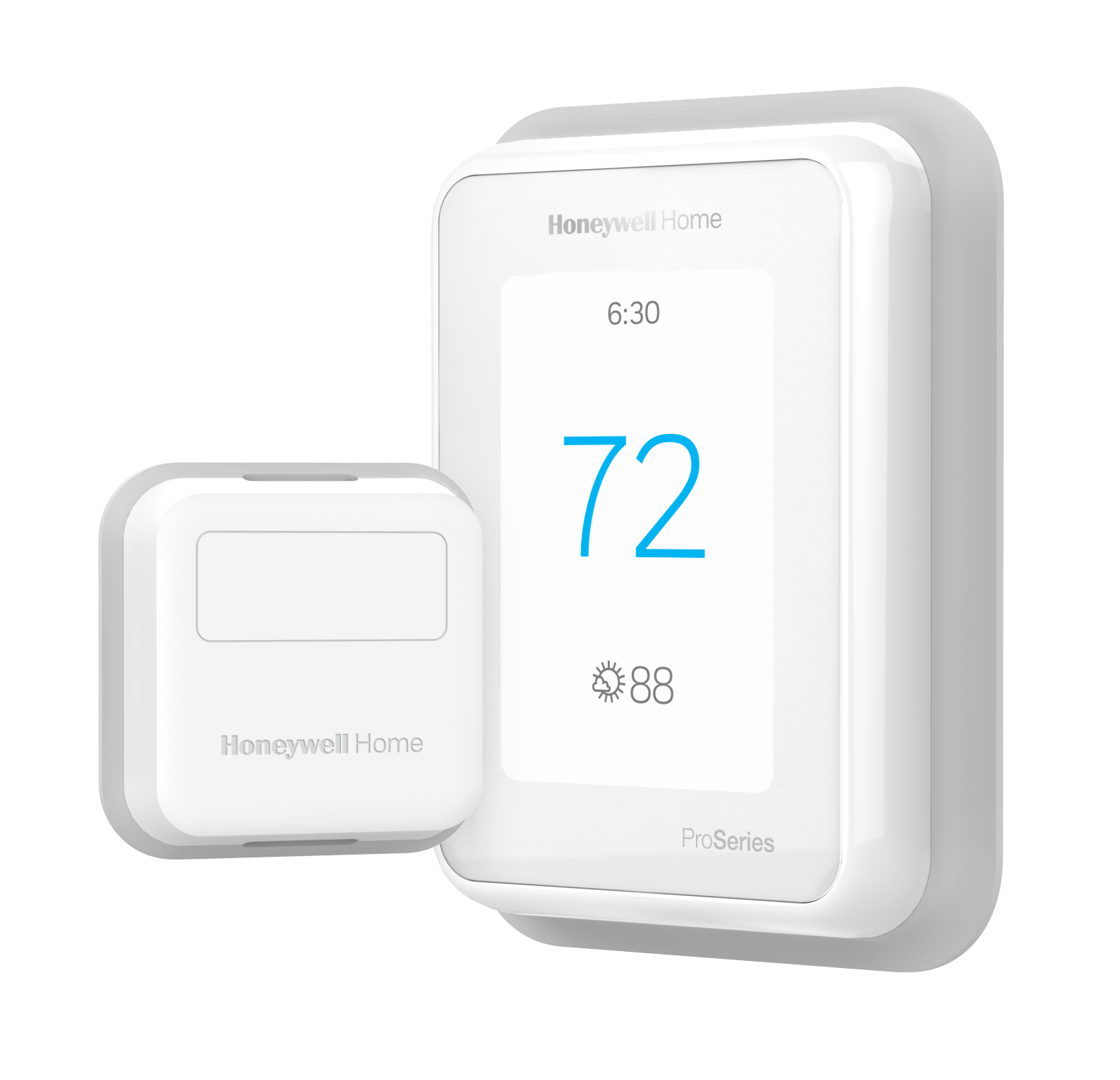 Photo of the T10 Pro thermostat and sensor.