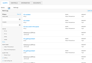 Screenshot of Alert Log in LCBS Connect.