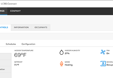 Screenshot of Thermostat Status in LCBS Connect.