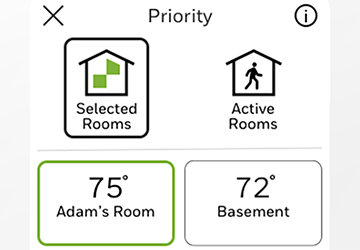 Priority selection screen.